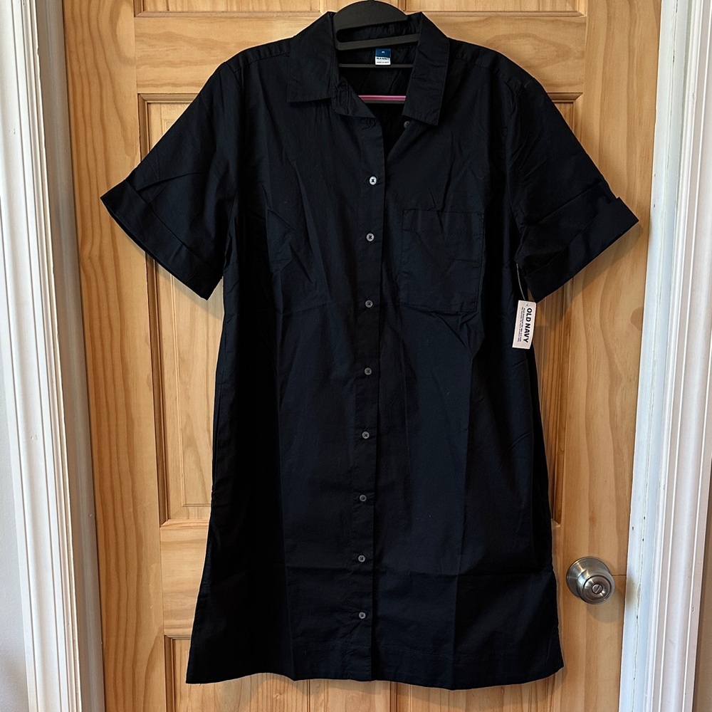 Old Navy Women's Black Casual Button Down Dress